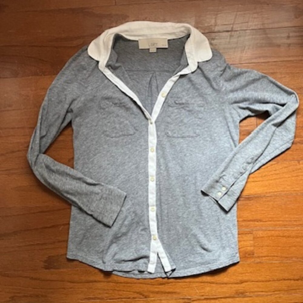 Loft Petite Collared Button Down Utility Shirt - image 1